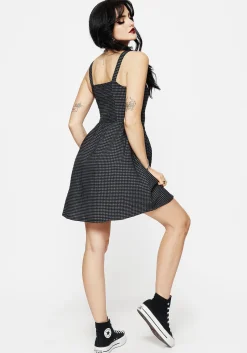 Faythe Cotton Check Button Up Apron Mini Dress