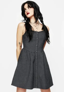 Faythe Cotton Check Button Up Apron Mini Dress