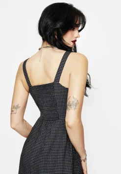Faythe Cotton Check Button Up Apron Mini Dress