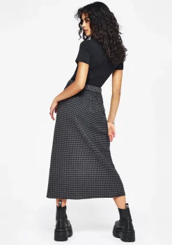 Faythe Cotton Check Button Up Midi Skirt