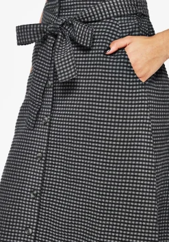 Faythe Cotton Check Button Up Midi Skirt