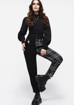 Fenrir High Waisted Check Tapered Trousers