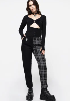 Fenrir High Waisted Check Tapered Trousers