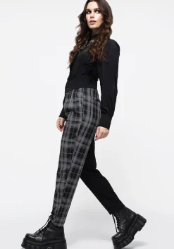 Fenrir High Waisted Check Tapered Trousers