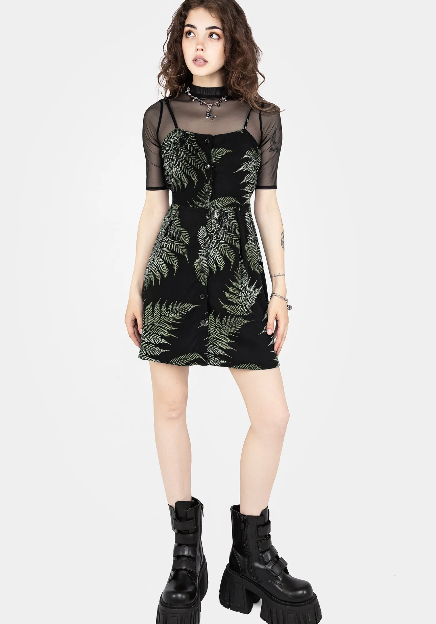 Fern Button Up Apron Dress