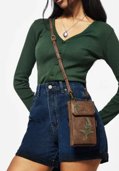Fern Embroidered Crossbody Phone Bag
