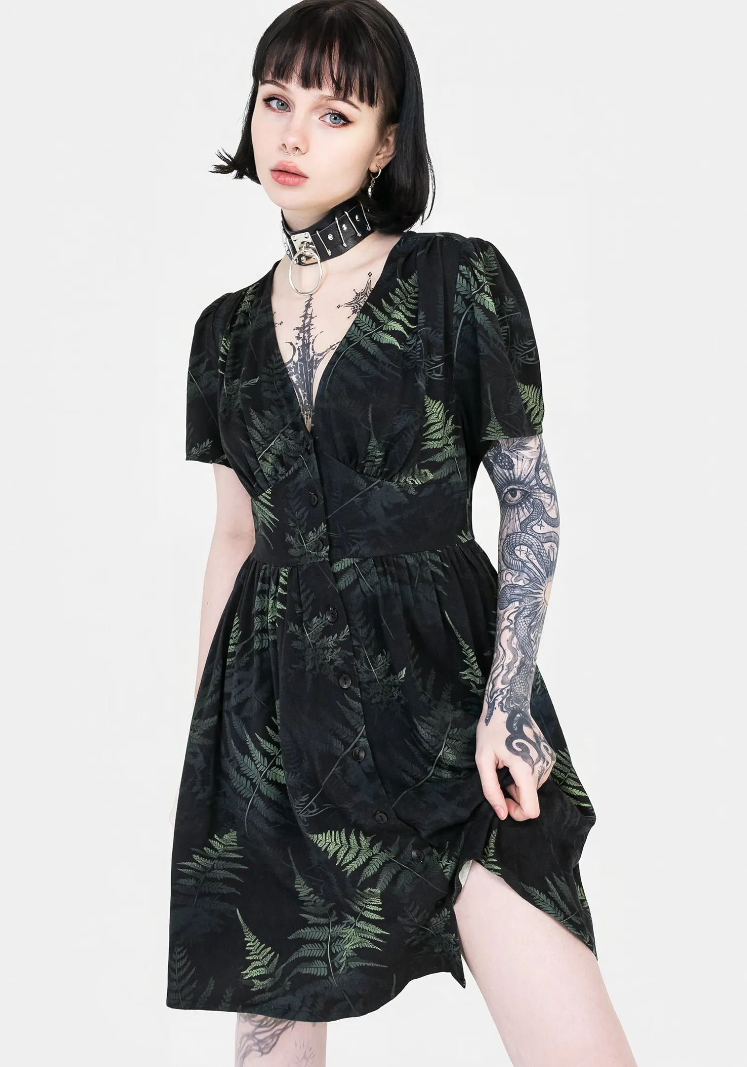 Fernery Button Up Corset Mini Dress