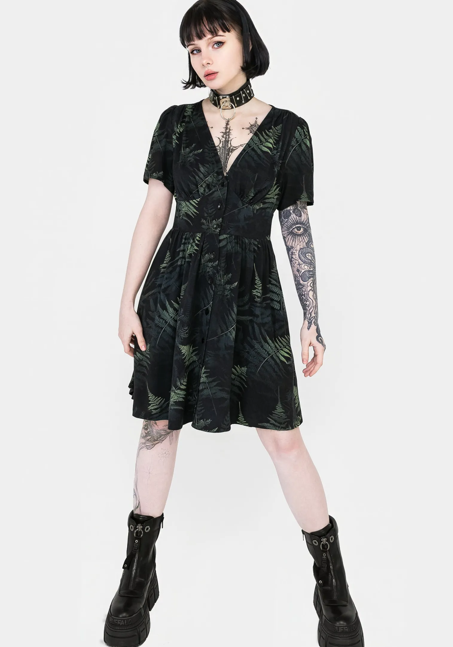 Fernery Button Up Corset Mini Dress