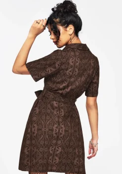 Fianna Button Front Mini Dress - Brown