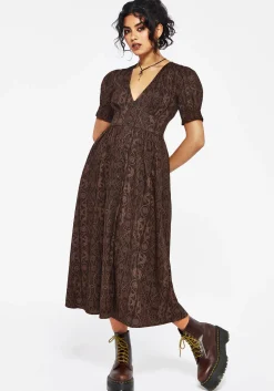Fianna Midi Dress - Brown