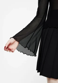 Flavia Mesh Fluted Long Sleeve Top
