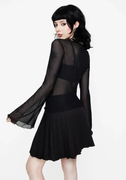 Flavia Mesh Fluted Long Sleeve Top