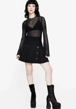Flavia Mesh Fluted Long Sleeve Top