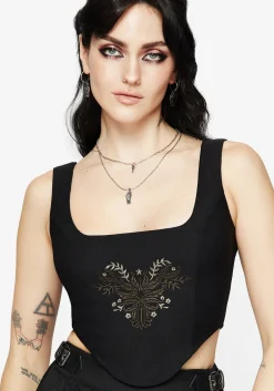 Foliate Floral Embroidered Corset Top