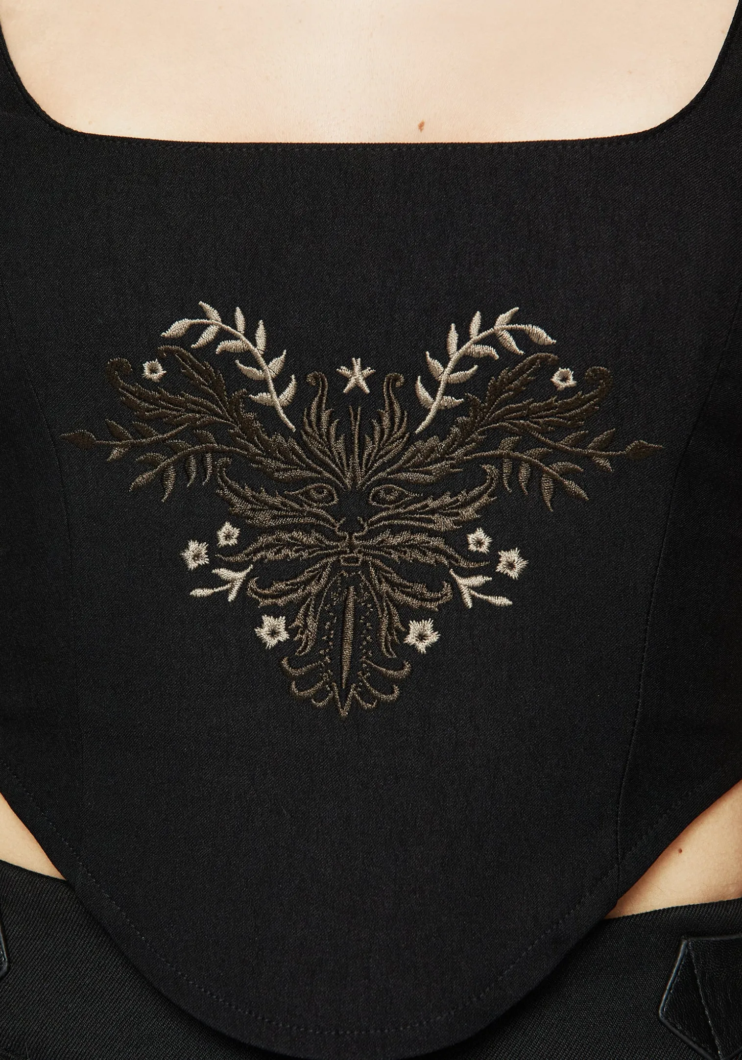 Foliate Floral Embroidered Corset Top