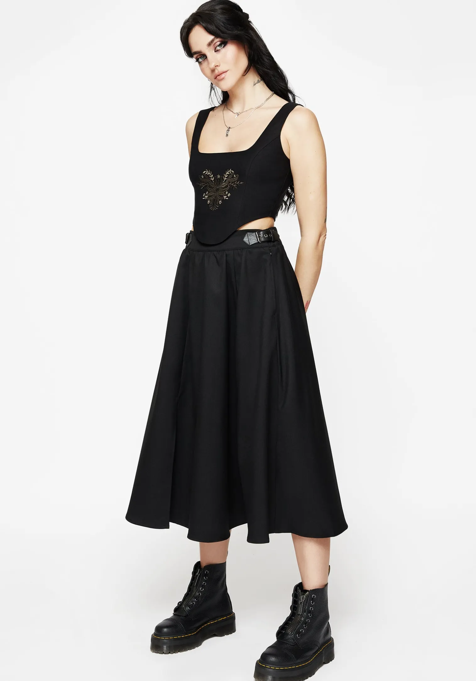 Foliate Floral Embroidered Corset Top