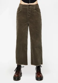 Foster Wide Leg Cord Crop Jeans - Green