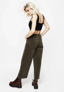 Foster Wide Leg Cord Crop Jeans - Green
