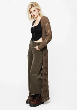 Foster Wide Leg Cord Crop Jeans - Green