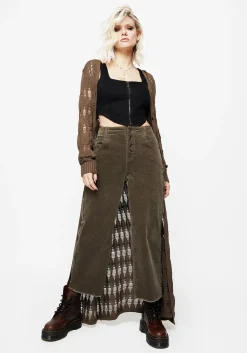 Foster Wide Leg Cord Crop Jeans - Green