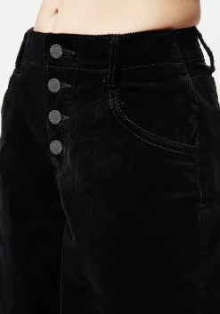 Foster Wide Leg Cord Crop Jeans - Black