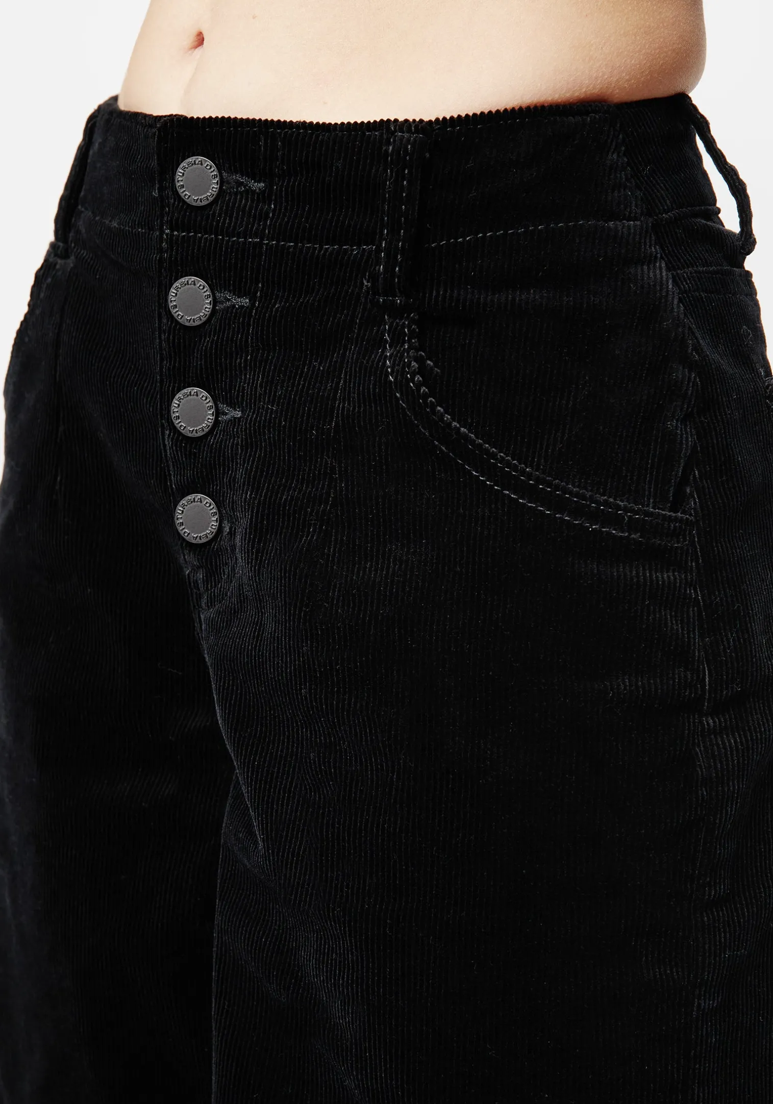 Foster Wide Leg Cord Crop Jeans - Black