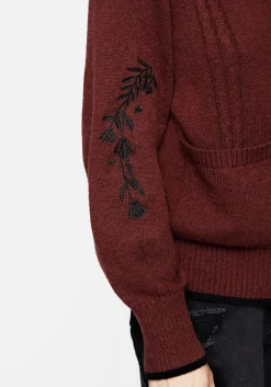 Foxfire Embroidered Cable Knit Cardigan