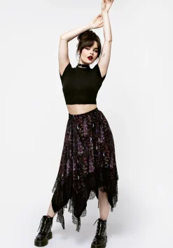 Foxglove Chiffon Handkerchief Hem Skirt