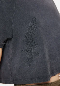 Foxglove Cotton Embroidered Boxy Crop Tee