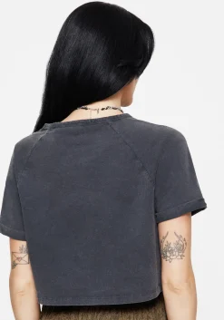 Foxglove Cotton Embroidered Boxy Crop Tee