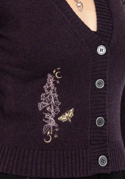 Foxglove Embroidered Knit Cardigan