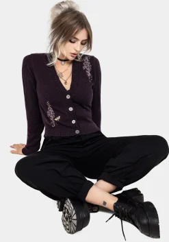 Foxglove Embroidered Knit Cardigan