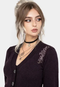 Foxglove Embroidered Knit Cardigan