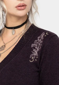 Foxglove Embroidered Knit Cardigan