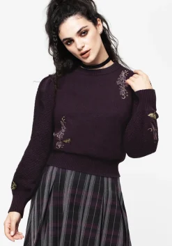 Foxglove Embroidered Knit Sweater