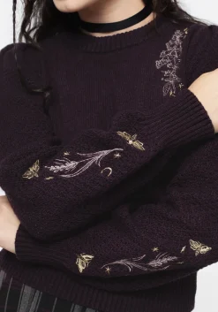 Foxglove Embroidered Knit Sweater