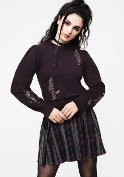 Foxglove Embroidered Knit Sweater
