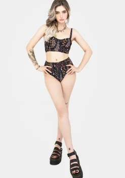 Foxglove Floral Print Swim Bottoms