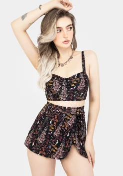 Foxglove Floral Print Wrap Swim Skirt