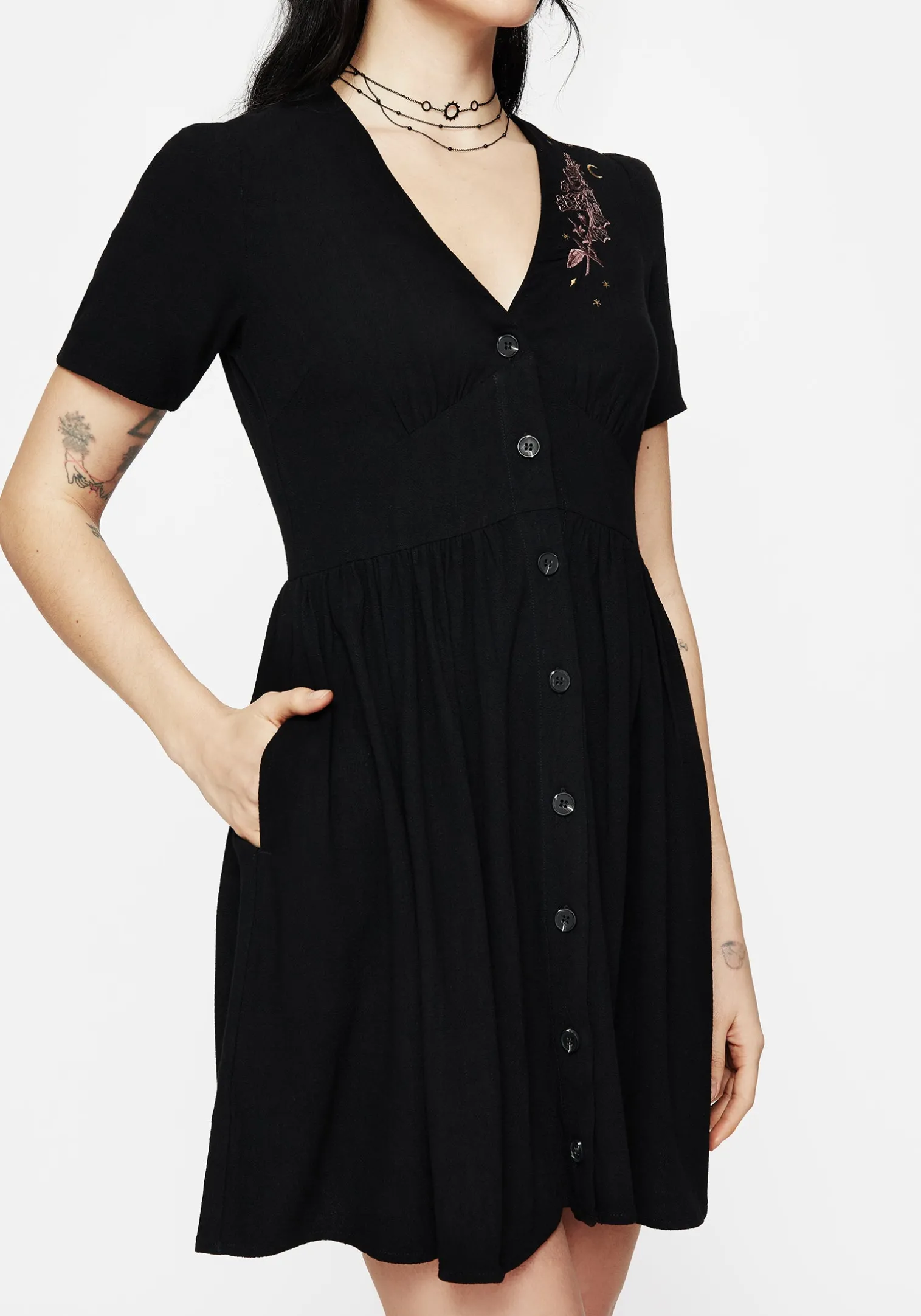 Foxglove V Neck Mini Dress