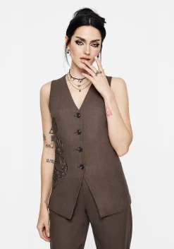 Gaia Linen Blend Snake Embroidered Longline Waistcoat