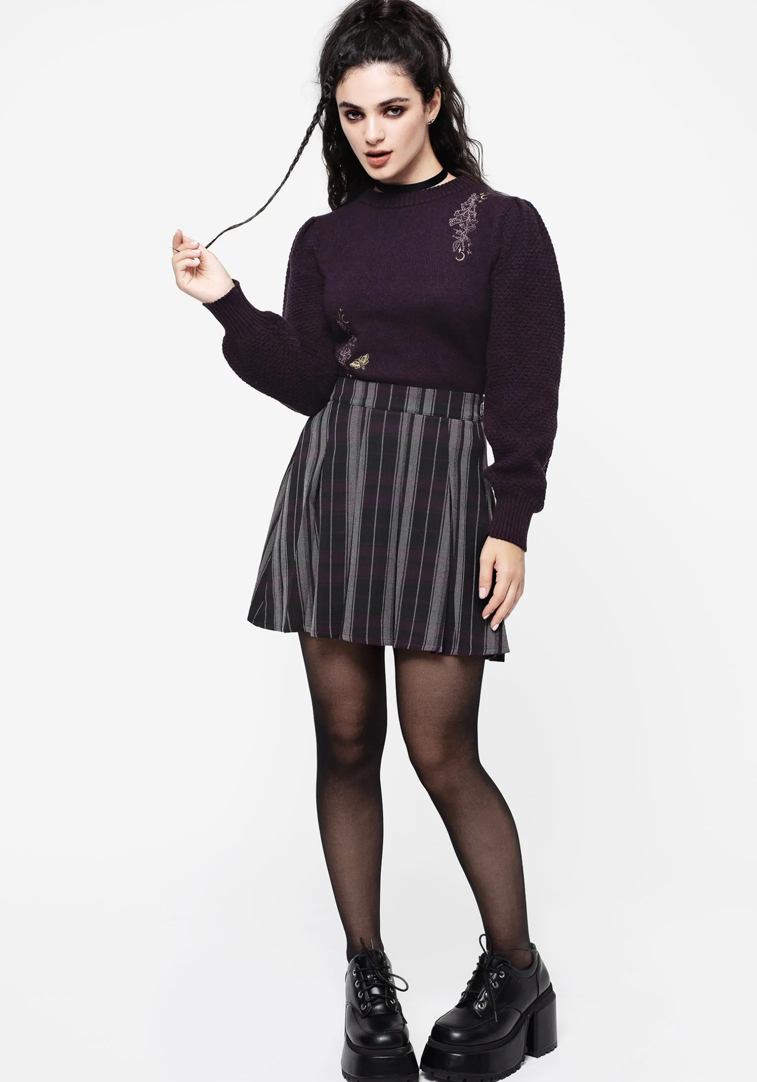 Gambit Check Pleated Mini Skirt
