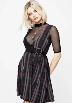 Gambit Check Wrap Suspender Mini Dress