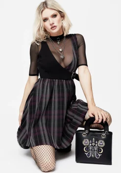 Gambit Check Wrap Suspender Mini Dress