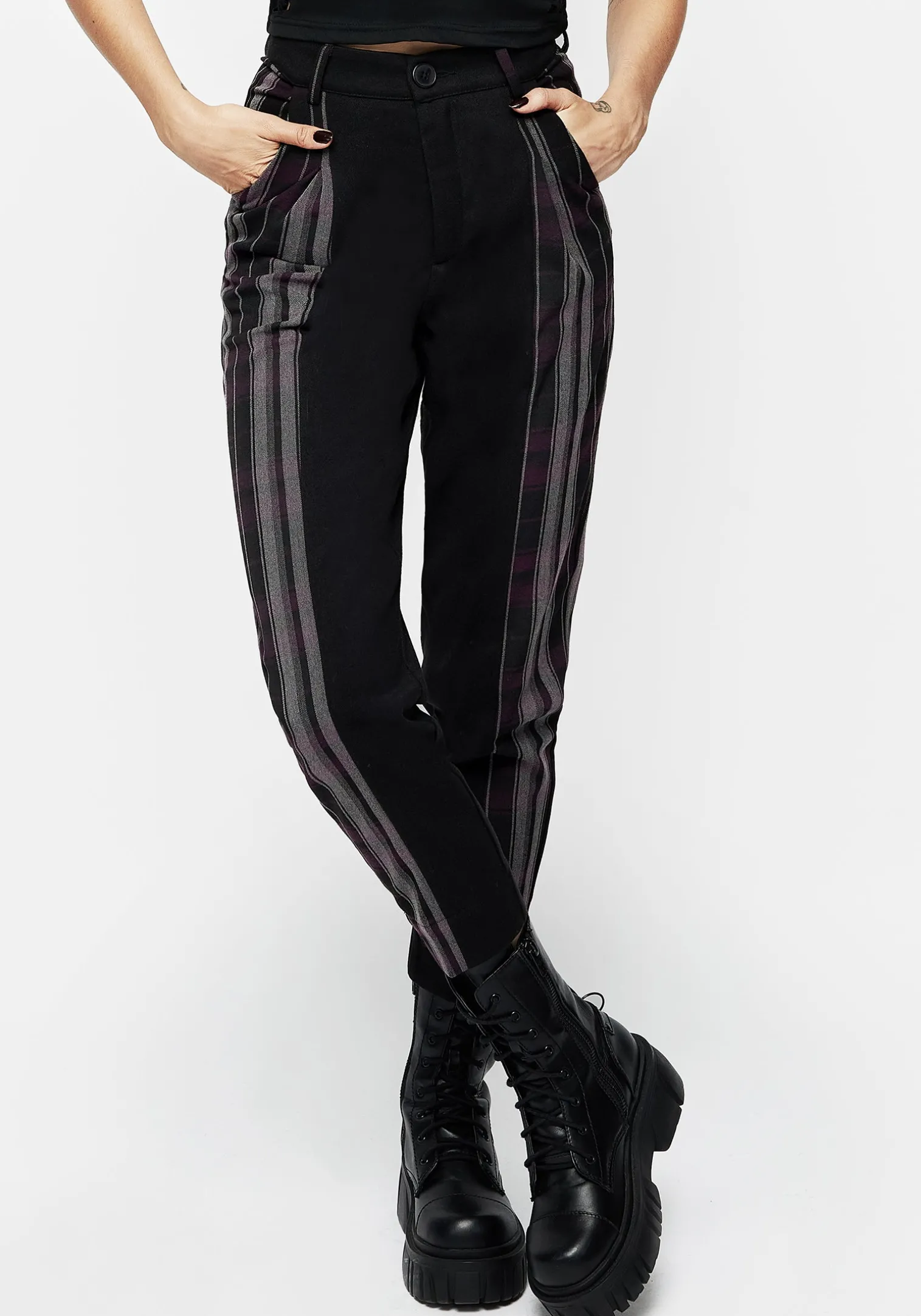 Gambit Spliced Check Tapered Trousers