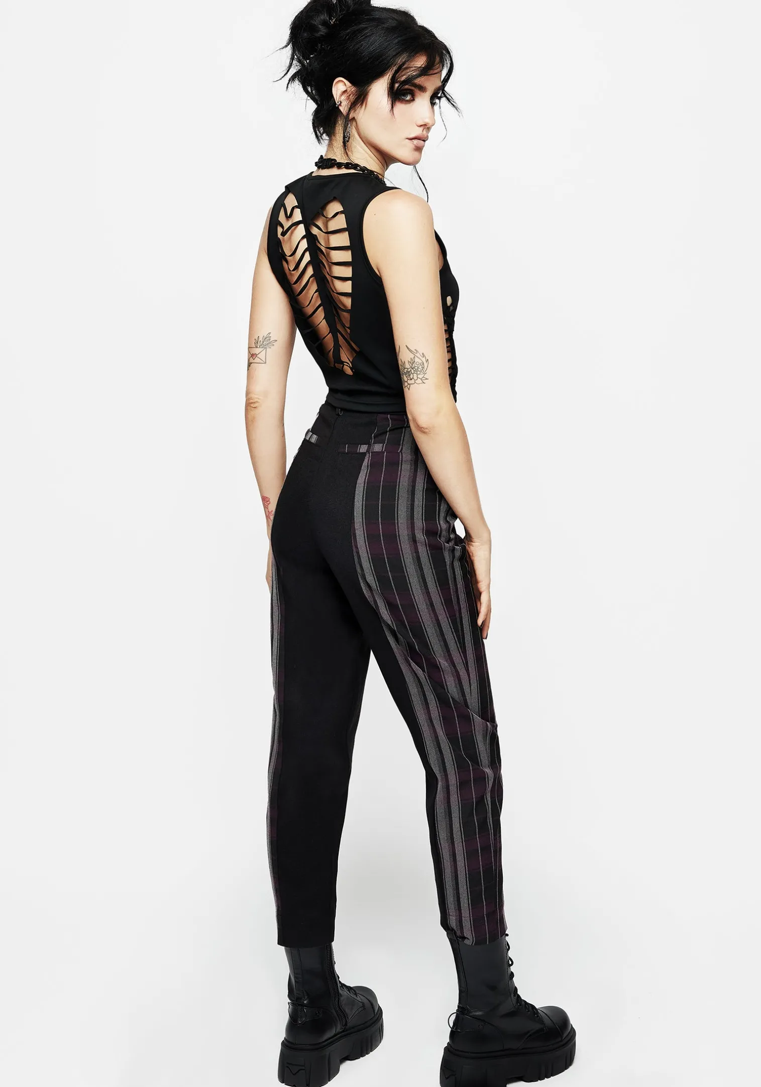 Gambit Spliced Check Tapered Trousers