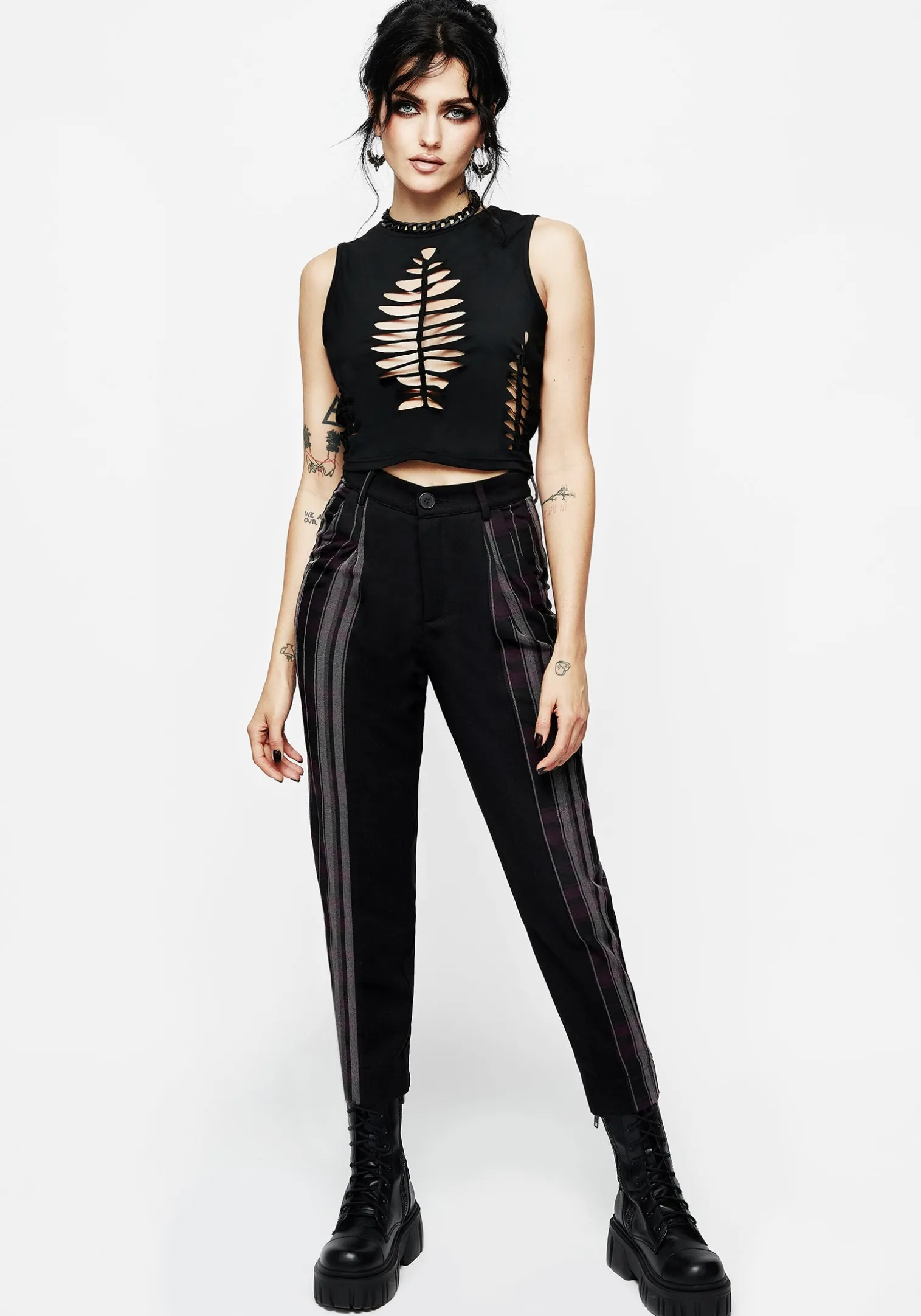Gambit Spliced Check Tapered Trousers
