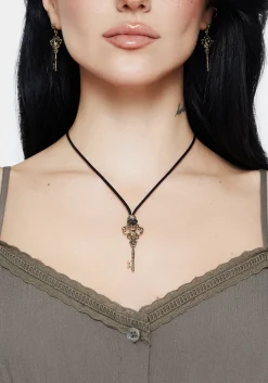 Genesta Skull Key Cord Necklace
