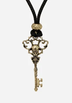 Genesta Skull Key Cord Necklace