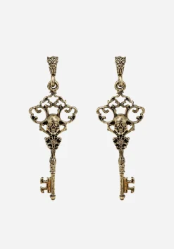 Genesta Skull Key Earrings
